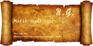 Malik György névjegykártya